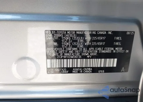 2025 Toyota Rav4 Xle from USA, damaged, VIN 2T3P1RFV2SW590736